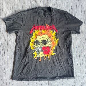 R13 Charcoal Metallica Skull Graphic Tee